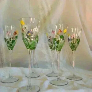 6-Hand Painted Champagne Flutes